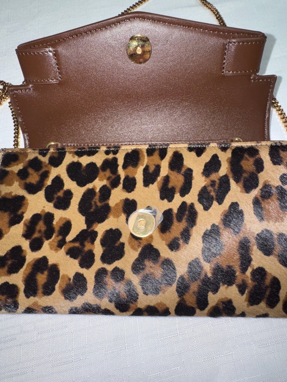 Versace Medusa '95 Leopard Wallet on  gold chain  7" L x 1" W x 4" H. - Picture 12 of 14